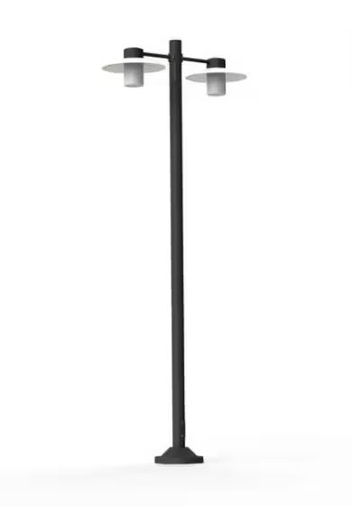 Aubanne Large Double Arm Clear Glass Lamp Post with Opal Polycarbonate Reflector