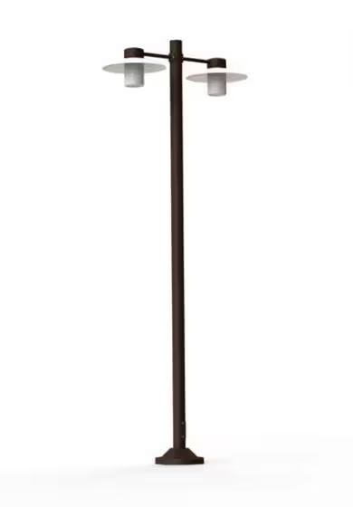 Aubanne Large Double Arm Clear Glass Lamp Post with Opal Polycarbonate Reflector