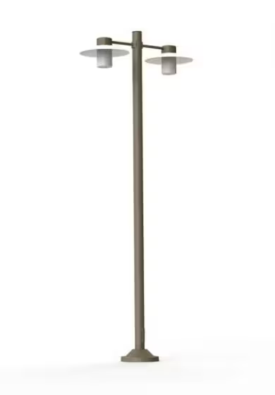 Aubanne Large Double Arm Clear Glass Lamp Post with Opal Polycarbonate Reflector