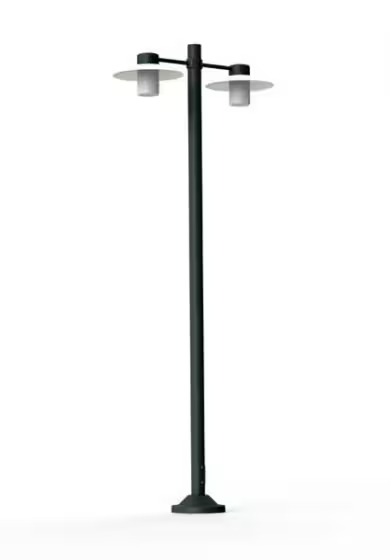 Aubanne Large Double Arm Clear Glass Lamp Post with Opal Polycarbonate Reflector