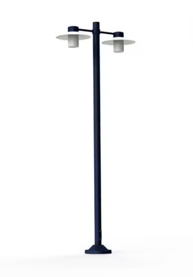 Aubanne Large Double Arm Clear Glass Lamp Post with Opal Polycarbonate Reflector