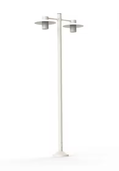 Aubanne Large Double Arm Clear Glass Lamp Post with Opal Polycarbonate Reflector
