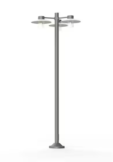 Aubanne Large Three-Arm Clear Glass Lamp Post with Opal Polycarbonate Reflector