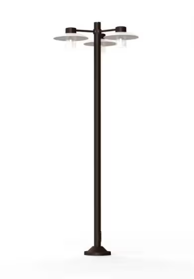 Aubanne Large Three-Arm Clear Glass Lamp Post with Opal Polycarbonate Reflector