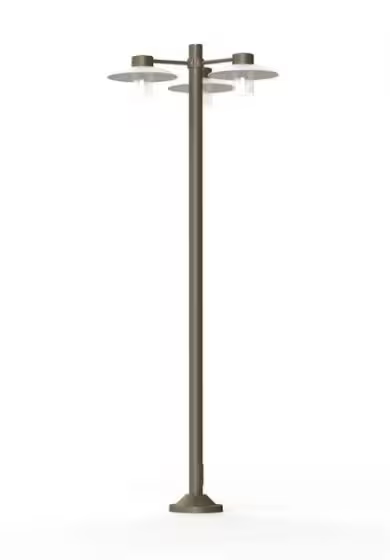 Aubanne Large Three-Arm Clear Glass Lamp Post with Opal Polycarbonate Reflector