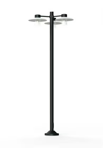 Aubanne Large Three-Arm Clear Glass Lamp Post with Opal Polycarbonate Reflector