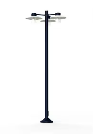 Aubanne Large Three-Arm Clear Glass Lamp Post with Opal Polycarbonate Reflector