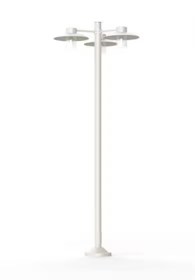 Aubanne Large Three-Arm Clear Glass Lamp Post with Opal Polycarbonate Reflector