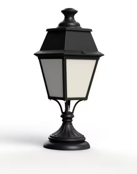 Avenue 4 Model 6 Opal Glass Glass Padestal with Four-Sided Lantern
