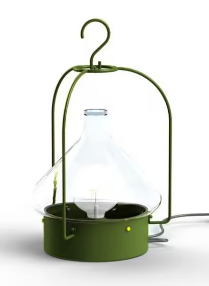 La Hutte Model 2 Portable Pendant with Primitive Hut shape & Transparent Blown Glass