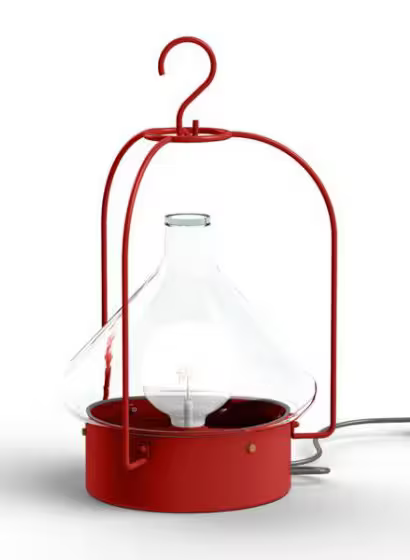 La Hutte Model 2 Portable Pendant with Primitive Hut shape & Transparent Blown Glass