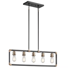 Imahn 5-Light Linear Pendant Black & Natural Brass
