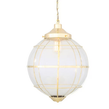 Henlow Globe Glass Pendant with Brass Cage