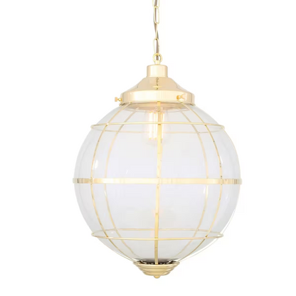 Henlow Globe Glass Pendant with Brass Cage