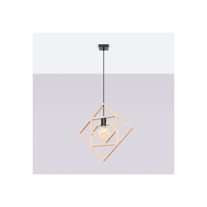 Caro Pendant in Natural Wood and Black