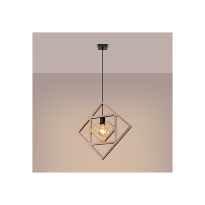 Caro Pendant in Natural Wood and Black