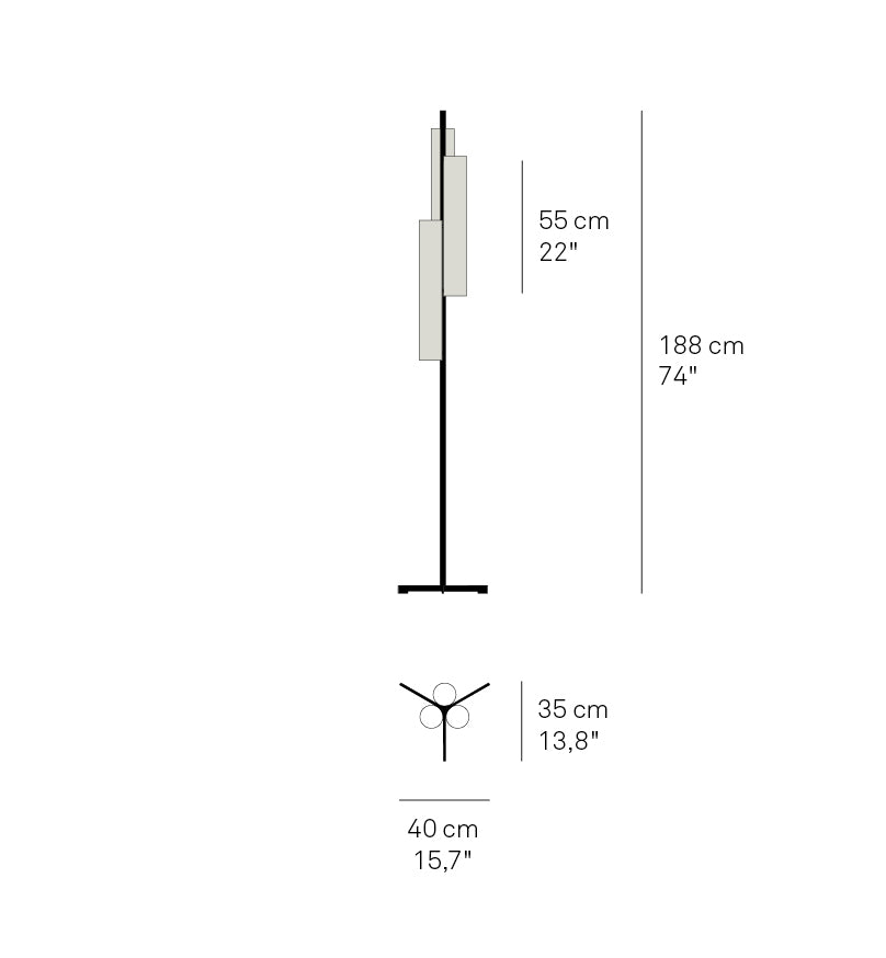 Black Note Triplet LED Floor Lamp