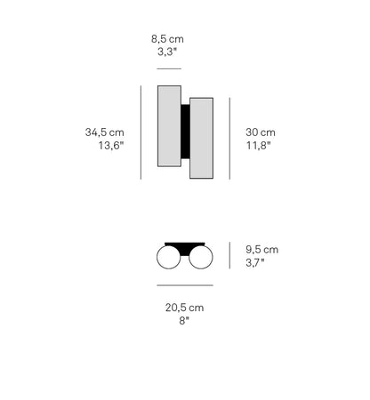 LZF Black Note Duplet Wall Light