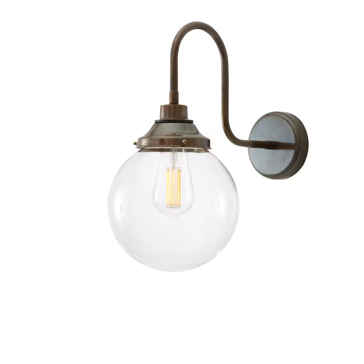 Pelagia 20cm Clear Glass Swan Neck Wall Light