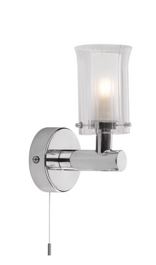 Elba Single Chrome Wall Light with Frosted Glass Shade IP44