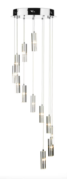 Galileo Twelve-Light Cluster LED Pendant with Crystal Block Shade