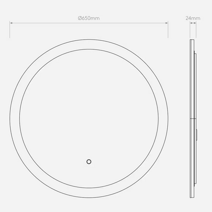 Ascot 650 Round Illuminated Mirror