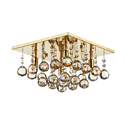 Abacus 4-Light Square Crystal Flush Mount
