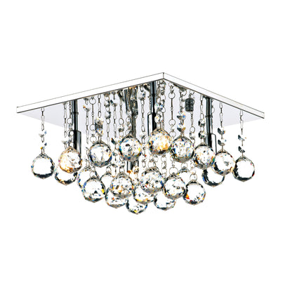 Abacus 4-Light Square Crystal Flush Mount