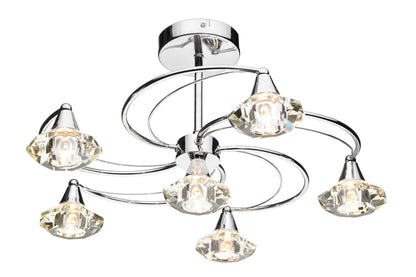 Dar Luther 6-Light Semi-Flush Ceiling Light