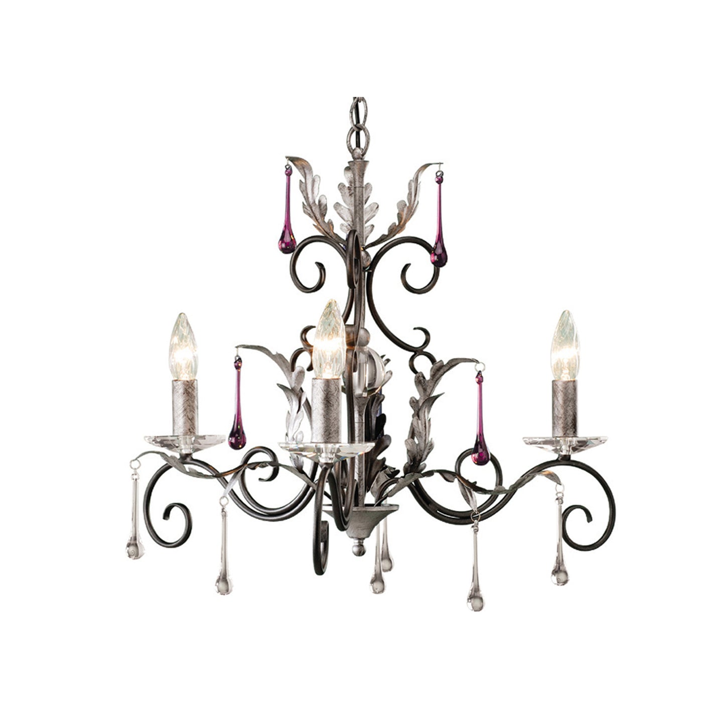 Amarilli 3-Light Chandelier with Clear Glass Drops
