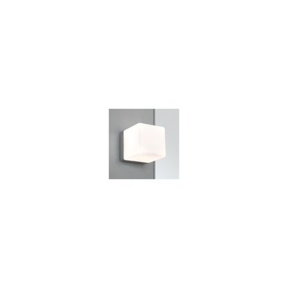 Cube Square Wall Light Polished Chrome with White Opal Glass