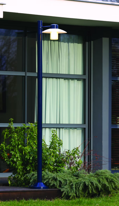 Aubanne Large Single Arm Clear Glass Lamp Post with Opal Polycarbonate Reflector