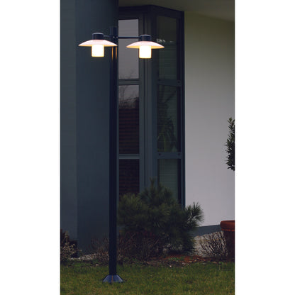 Aubanne Large Three-Arm Frosted Glass Lamp Post with Opal Polycarbonate Reflector