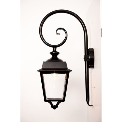 Place des Vosges 1 Evolution Model 5 Clear Glass Swan Neck E27 Wall Bracket with Four-Sided Lantern