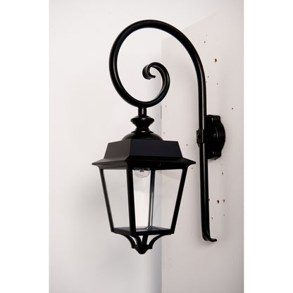 Place des Vosges 1 Evolution Model 5 Clear Glass Swan Neck E27 Wall Bracket with Four-Sided Lantern