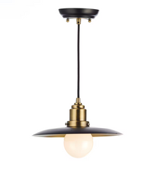 Hannover 1-Light Pendant with Black & Antique Brass Ceiling Plate