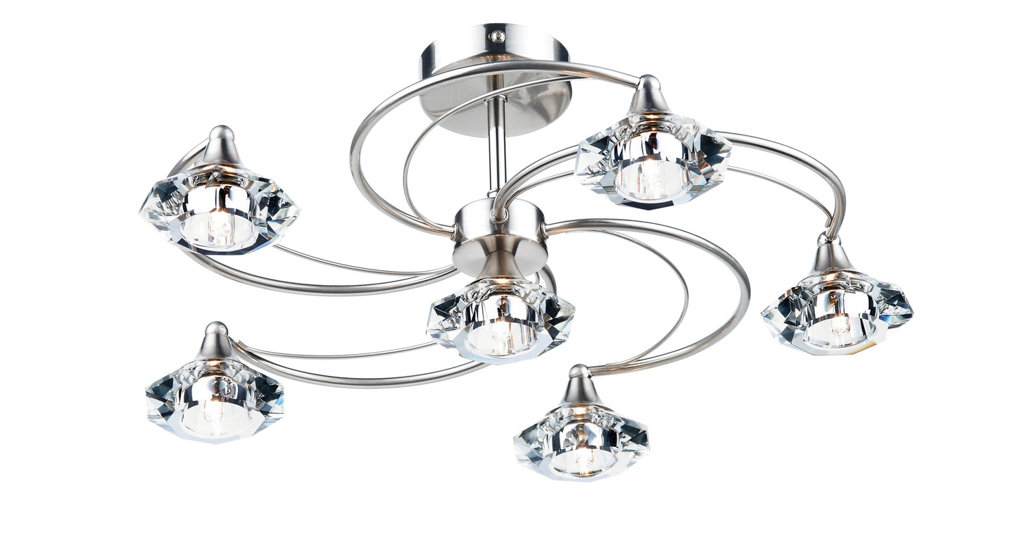 Dar Luther 6-Light Semi-Flush Ceiling Light
