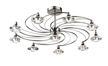 Luther 10-Light Flush Mount with Crystal Glass Shade