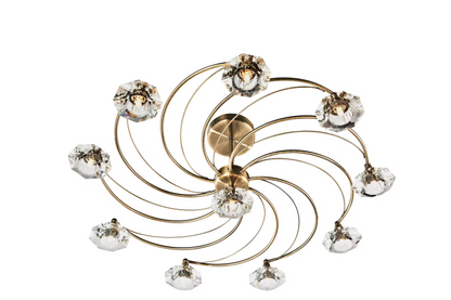 Luther 10-Light Flush Mount with Crystal Glass Shade