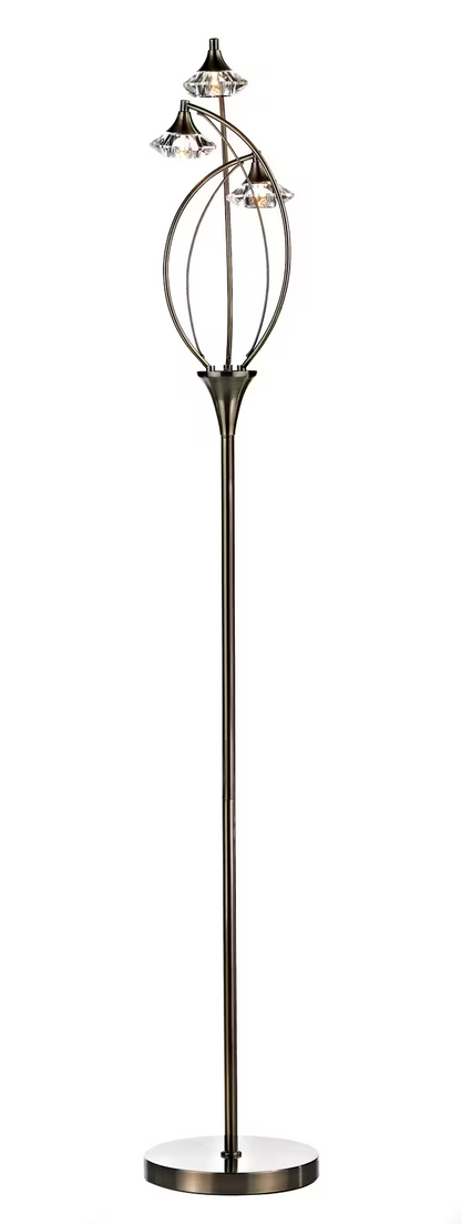 Luther 3-Light Floor Lamp with Crystal Glass