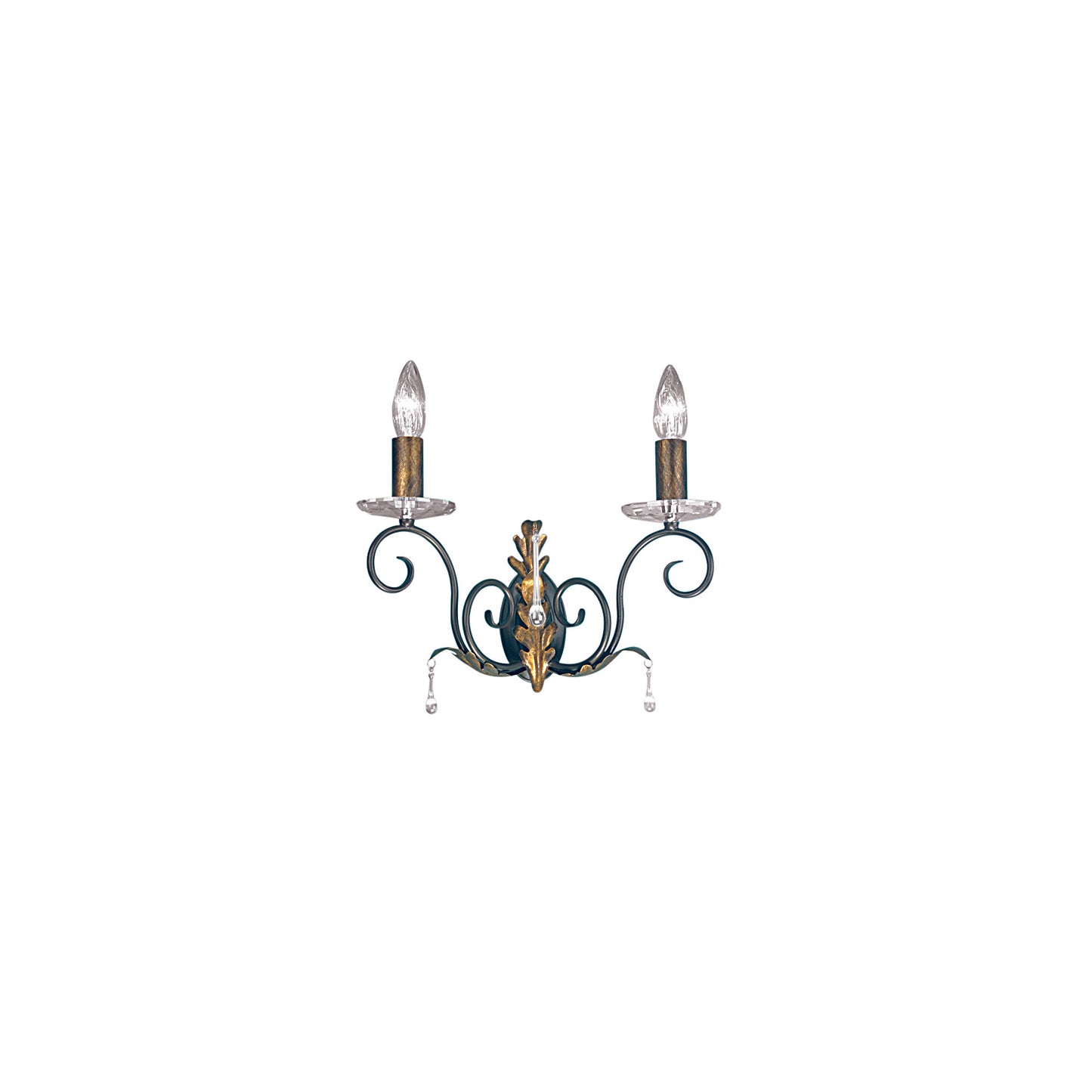 Amarilli 2-Light Wall Bracket with Clear Glass Drops