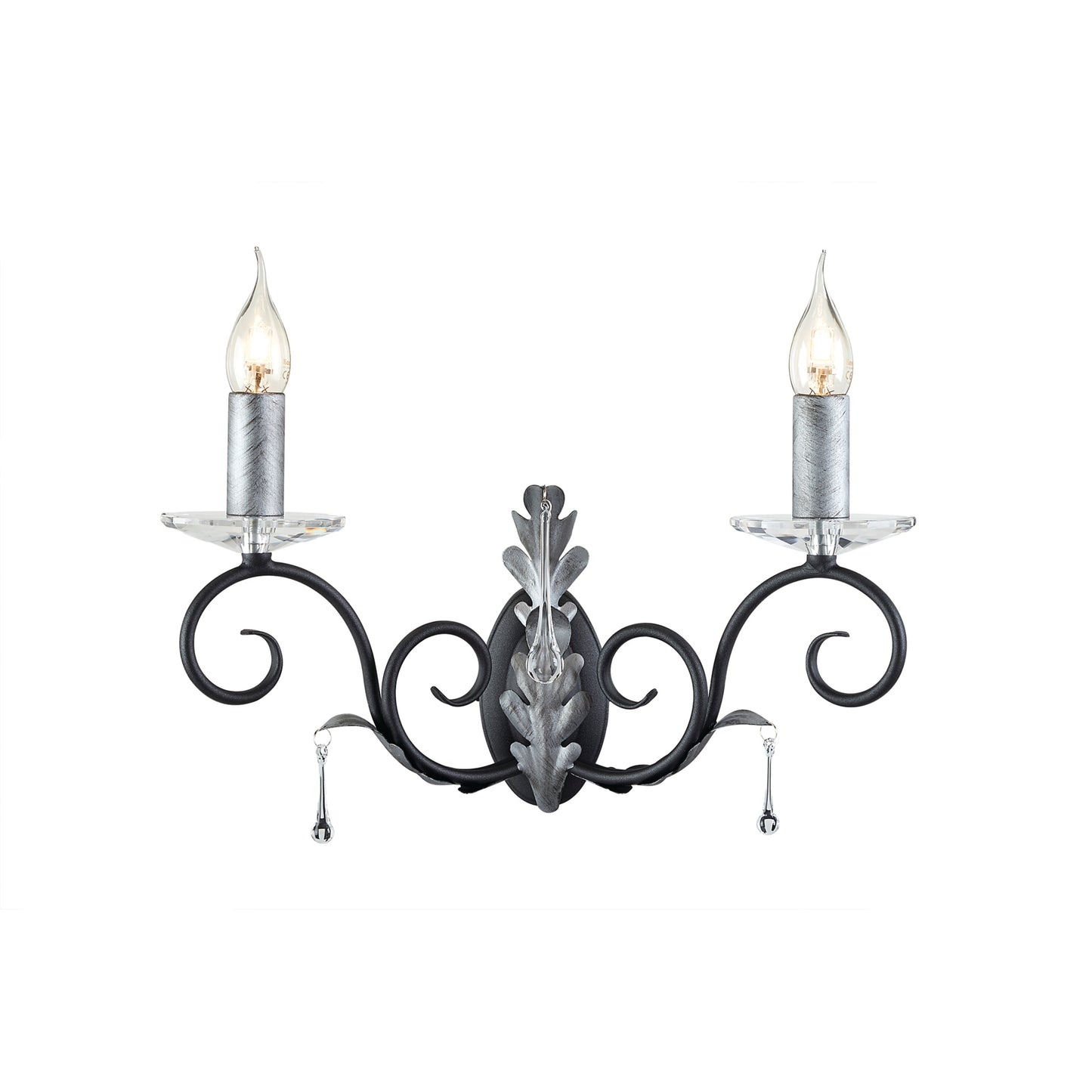 Amarilli 2-Light Wall Bracket with Clear Glass Drops