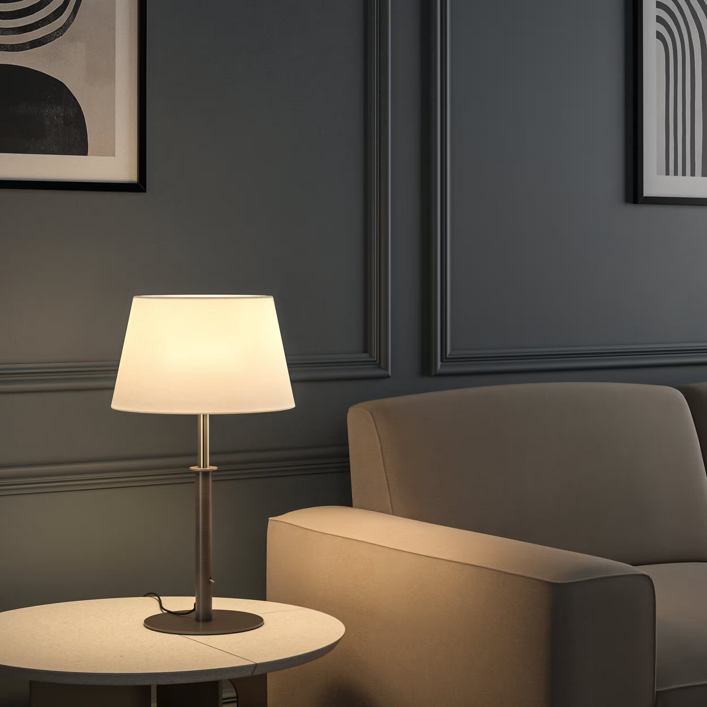 Club Table Lamp in Bronze/Natural Brass