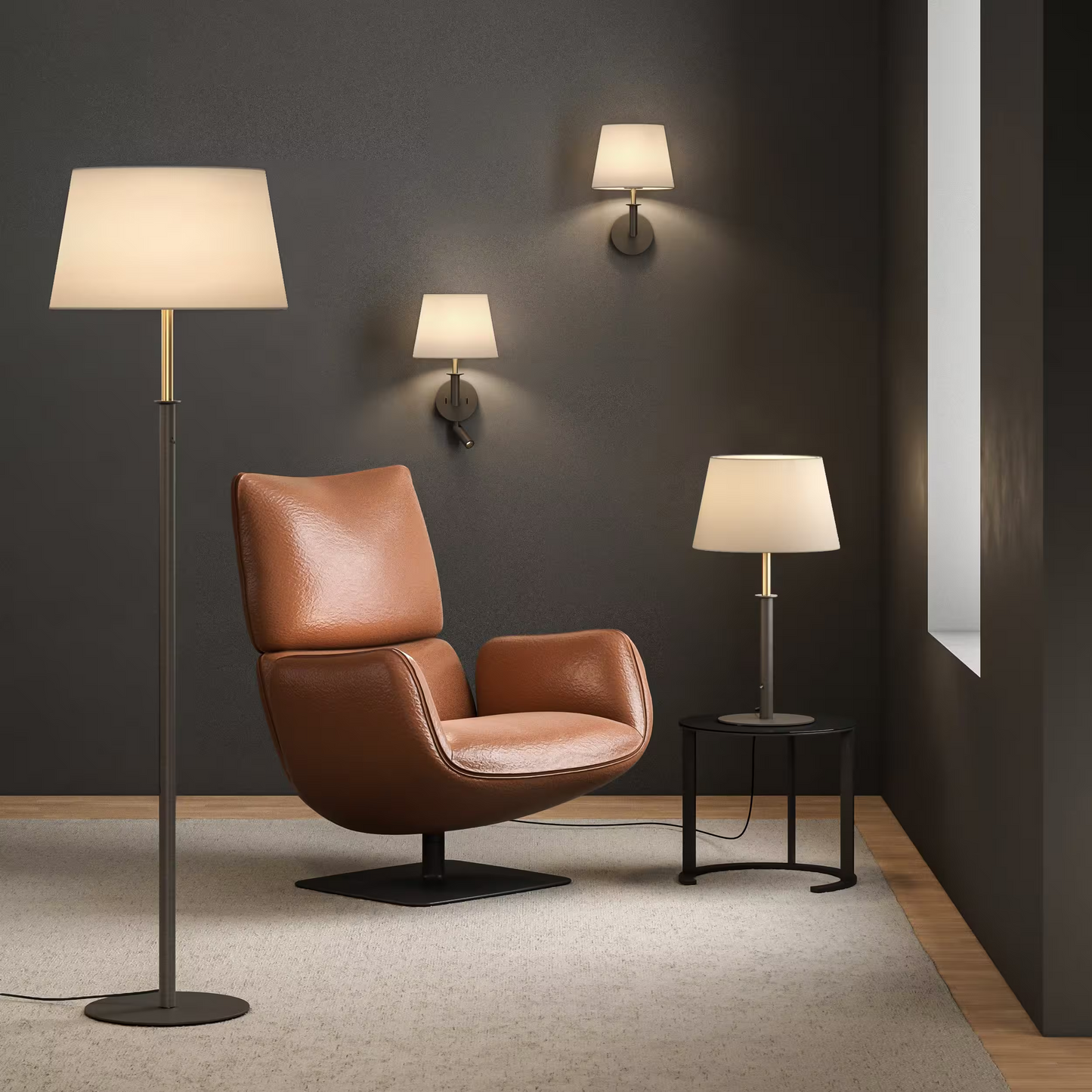 Club Table Lamp in Bronze/Natural Brass