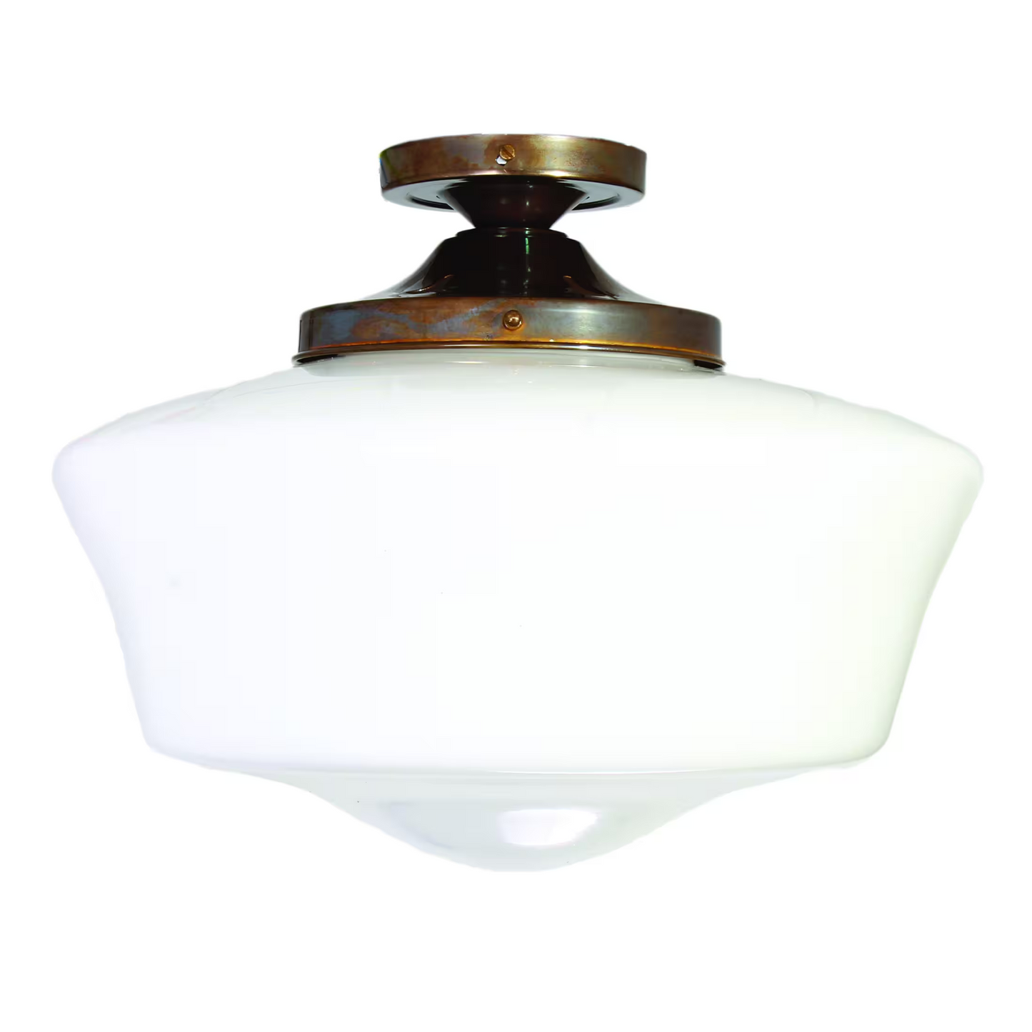 Schoolhouse Flush Ceiling Light Fitting with Opal Glass Shade
