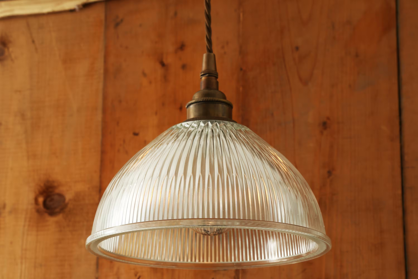 Boston Vintage Holophane Glass Pendant Light 20cm
