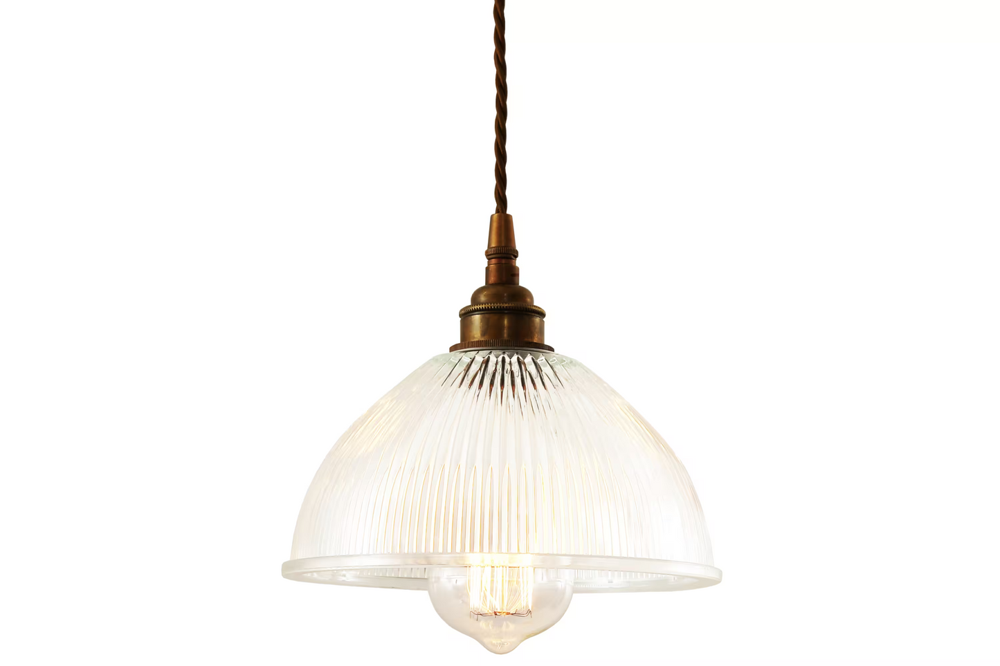 Boston Vintage Holophane Glass Pendant Light 20cm