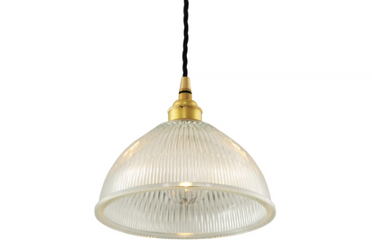 Boston Vintage Holophane Glass Pendant Light 20cm