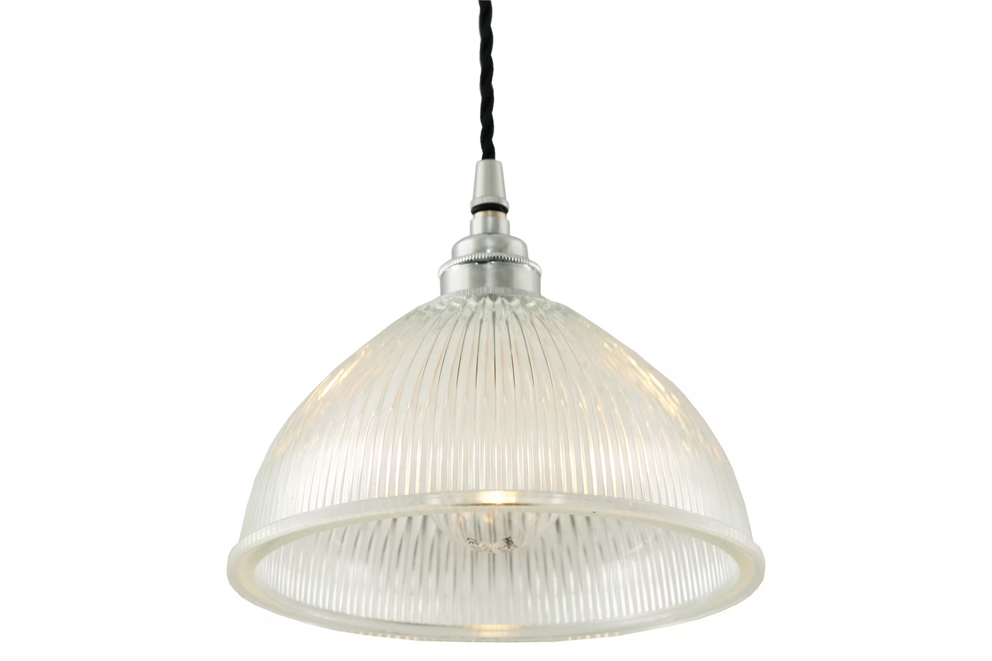 Boston Vintage Holophane Glass Pendant Light 20cm