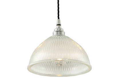 Boston Vintage Holophane Glass Pendant Light 20cm